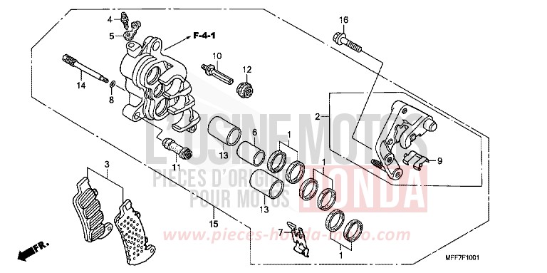 R. FRONT BRAKE CALIPER (ABS) for TRANSALP ABS BARLEY YELLOW METALLIC (Y199) from 2009